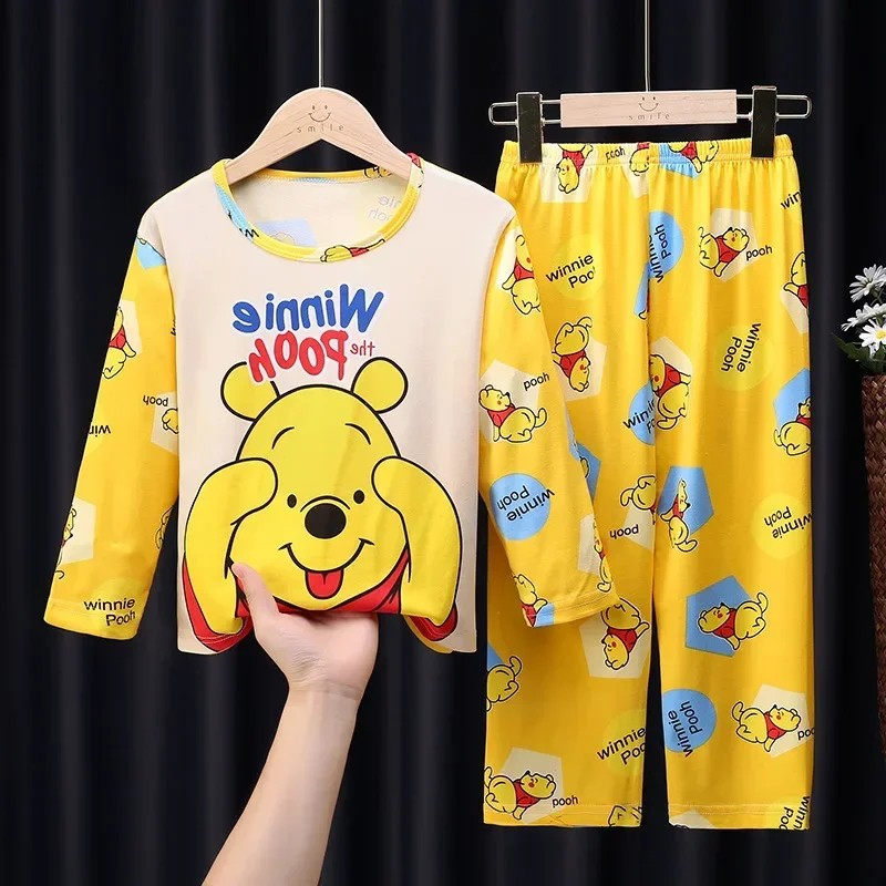 New Children\'s Pajamas Set Mickey Minnie Boy Girl Winnie The Pooh Cartoon Longsleeved Pajamas Pajamas Free Shipping Pajama Set