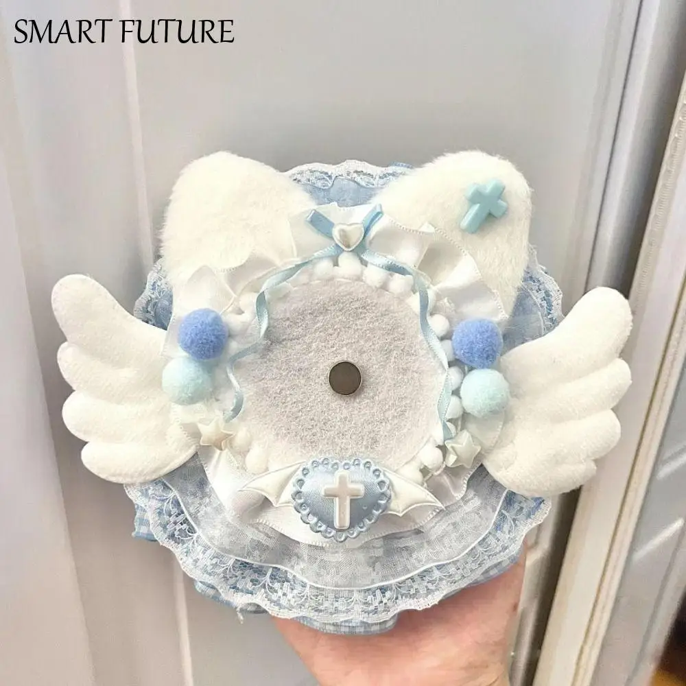 

Plush Ear Anime Badge Display Base Lacework with Wings Anime Itabag Display Holder Colorful Ribbon Badge Display Base Decoration