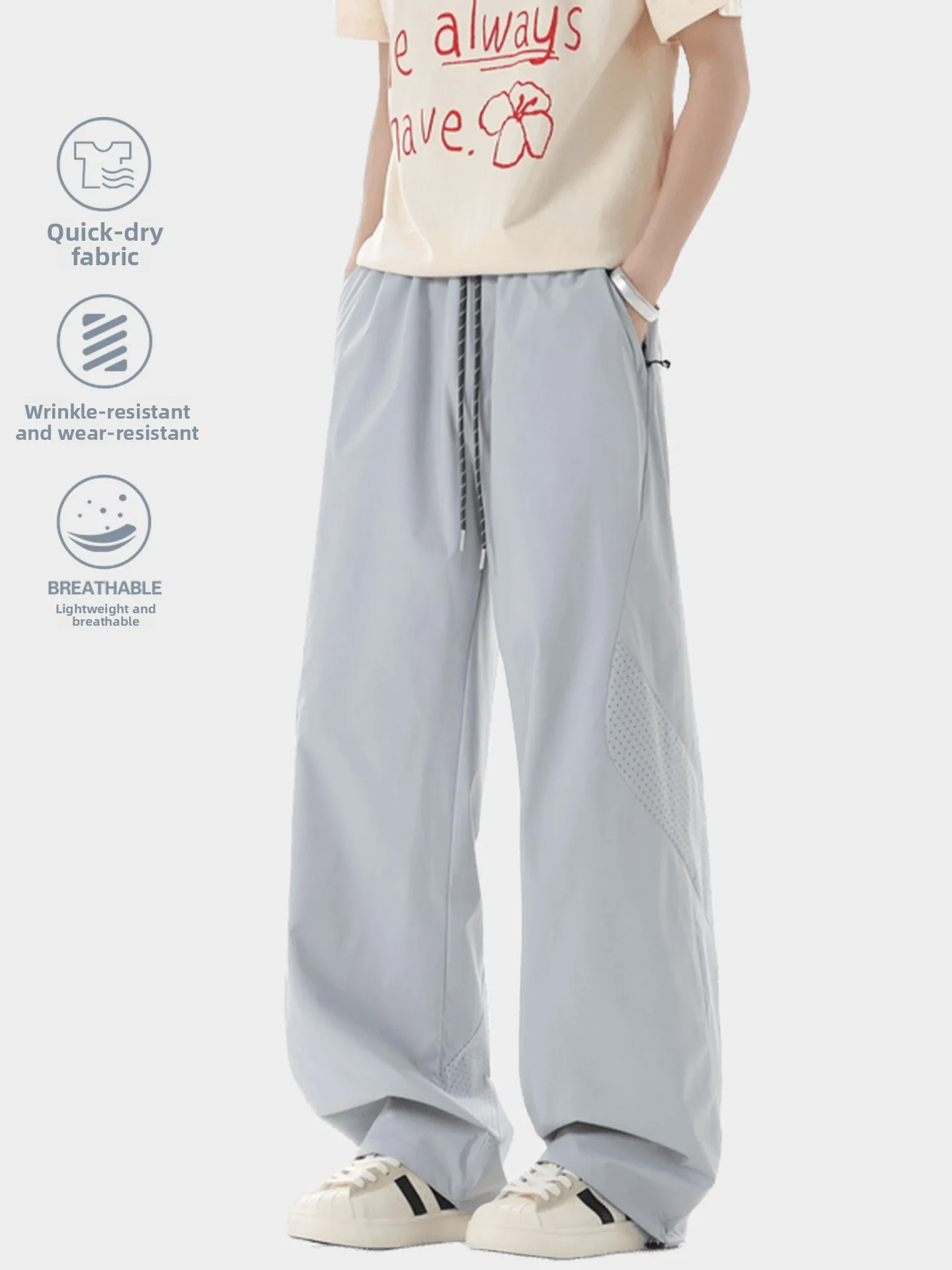 

Lightweight Quick-Dry Outdoor Mesh Breathable Straight Leg Casual Work Trousers Men Women Summer Thin Cool Loose Fit Pants