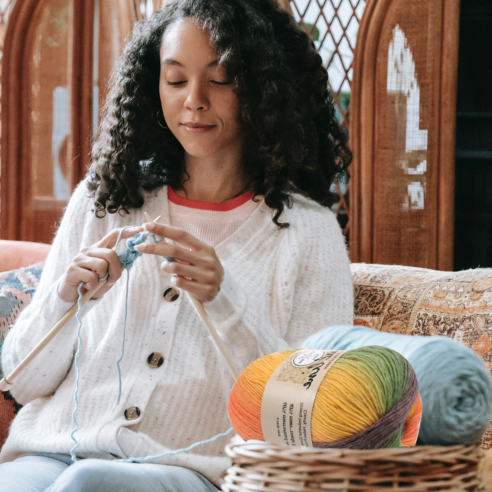 

1 Roll Premium Wool Yarn Material For Knitting Crochet Handmade Crafts Diy Rainbow Woolen Yarn Knitting Supplies