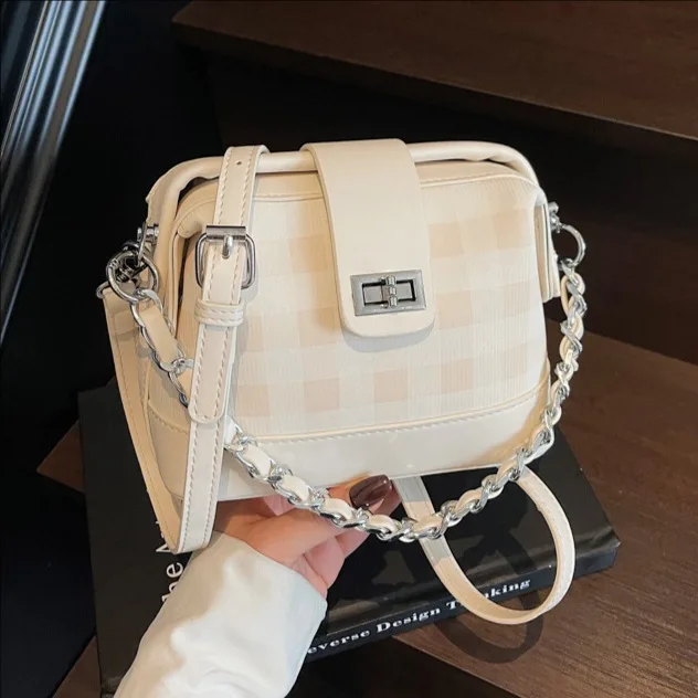 

2025 Новая модная женская сумка-тоут через плечо с цепочкой, роскошная дизайнерская сумка с ромбическим узором, повседневное использование