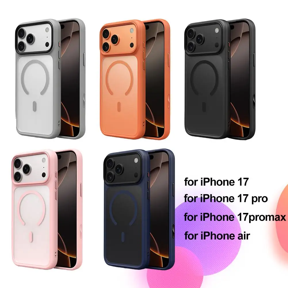   Para iphone 17 funda protectora semitransparente con sensación de piel magnética para MagSafe protección a prueba de golpes cubierta translúcida nuevo D9V8