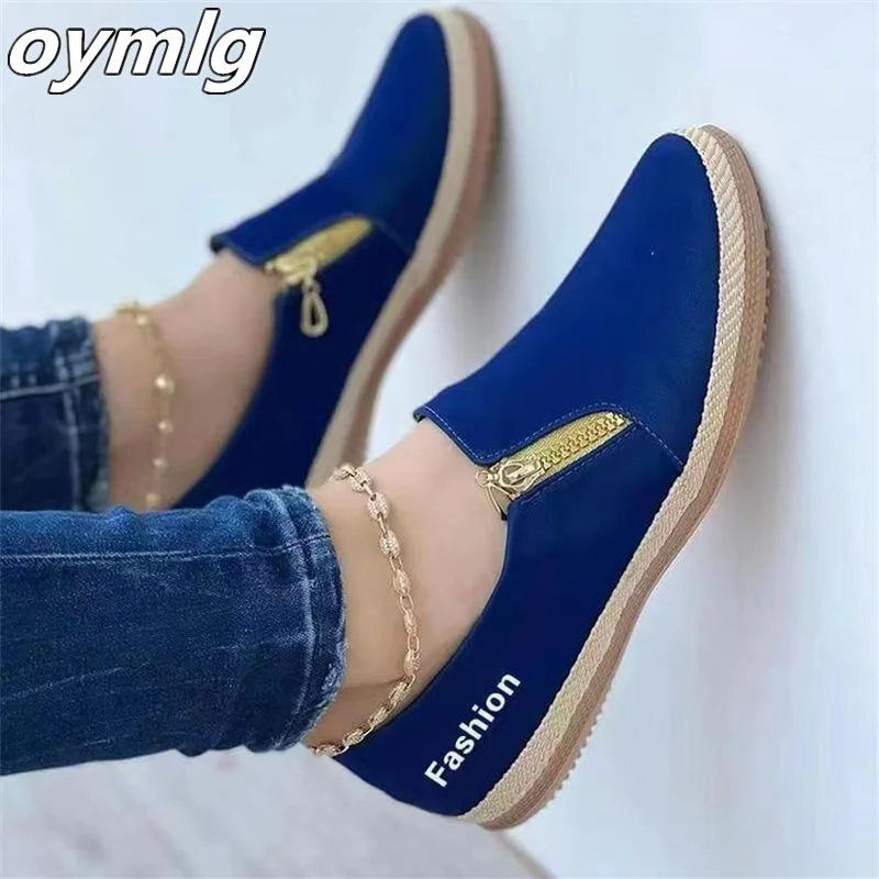 Large side zipper casual single shoes for women 2023 Spring and Autumn New One Step Lazy Shoes Low top single shoes for women