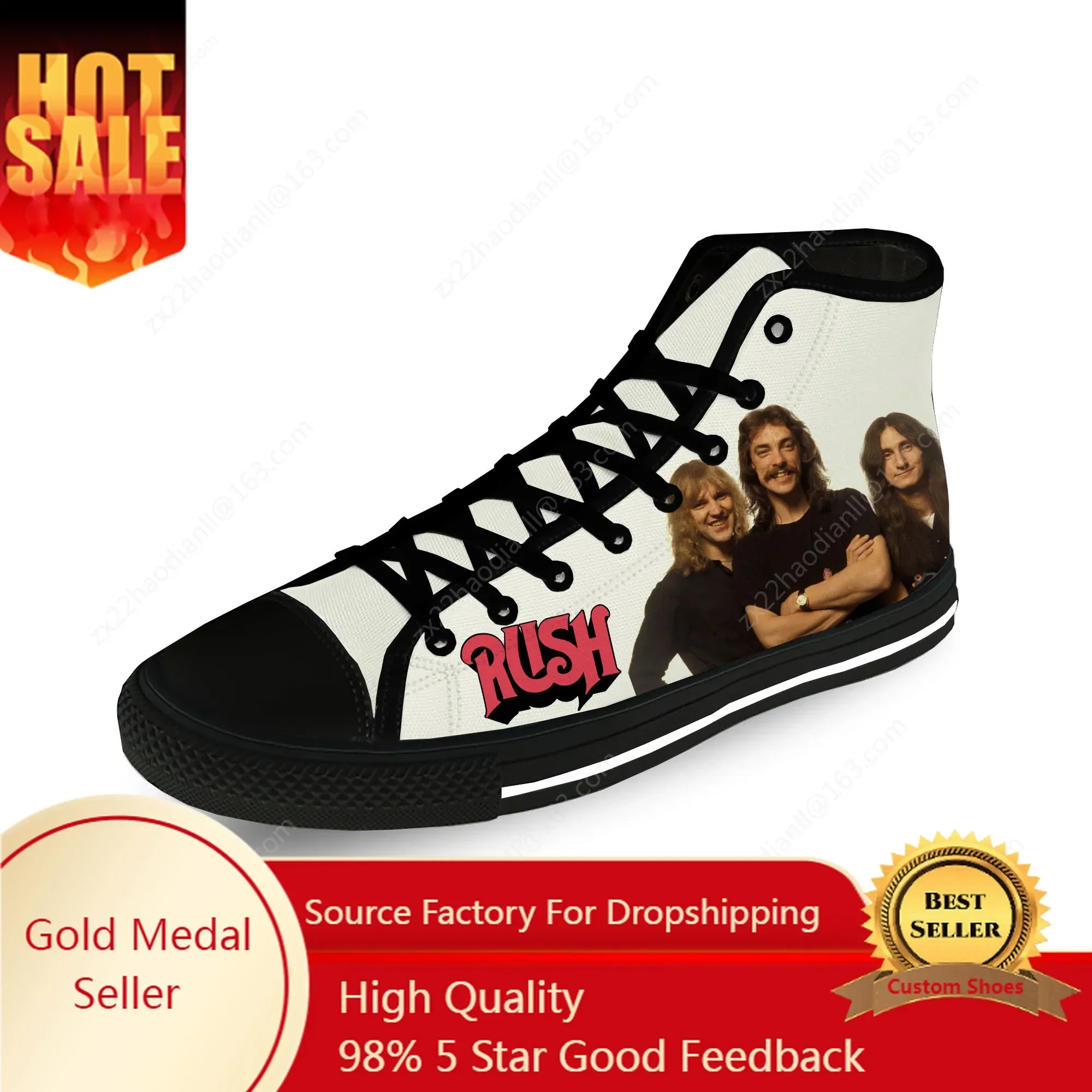 Rush Band High Top Sneakers Mens Womens Teenager Casual 3D Print Shoes Canvas Running Shoes Cosplay Breathable Lightweight shoe