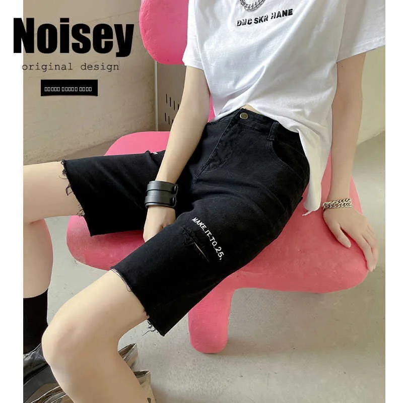 

Летние тонкие джинсовые шорты с высокой талией, прямые, с вышивкой букв, с эффектом похудения, женские, модные, брендовые