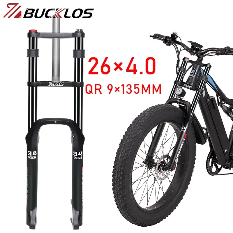 

BUCKLOS Electric Bicycle Suspension 26*4.0 Fork Bike Fat Fork 4.0 Tire E-Bike Forks 9*135mm Snow/beach/MTB Bike Forks