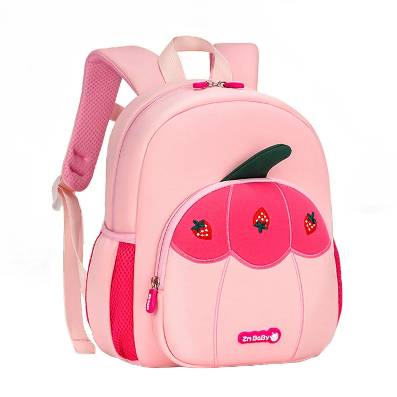 New Kindergarten Schoolbag Cartoon Strawberry School Bags for Girls 3-6 Years Old Kids Pink Backpack Kawaii Children's Bag