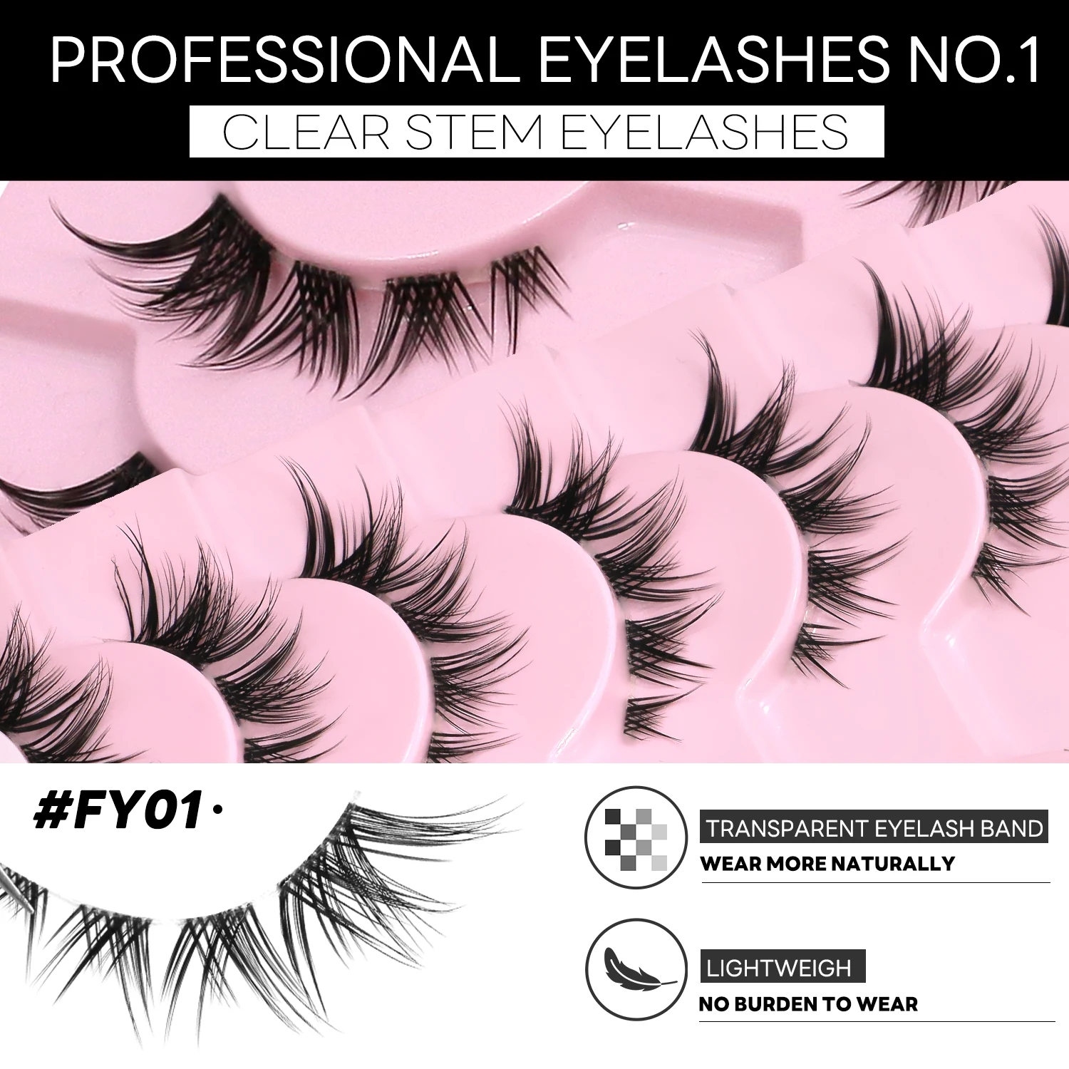 VELTRINAY Natürliche falsche Wimpern, Katzenaugen-Wimpern, weiche künstliche Nerzwimpern, leichte C-Curl-Wimpern mit klarem Band, künstliche Wimpern