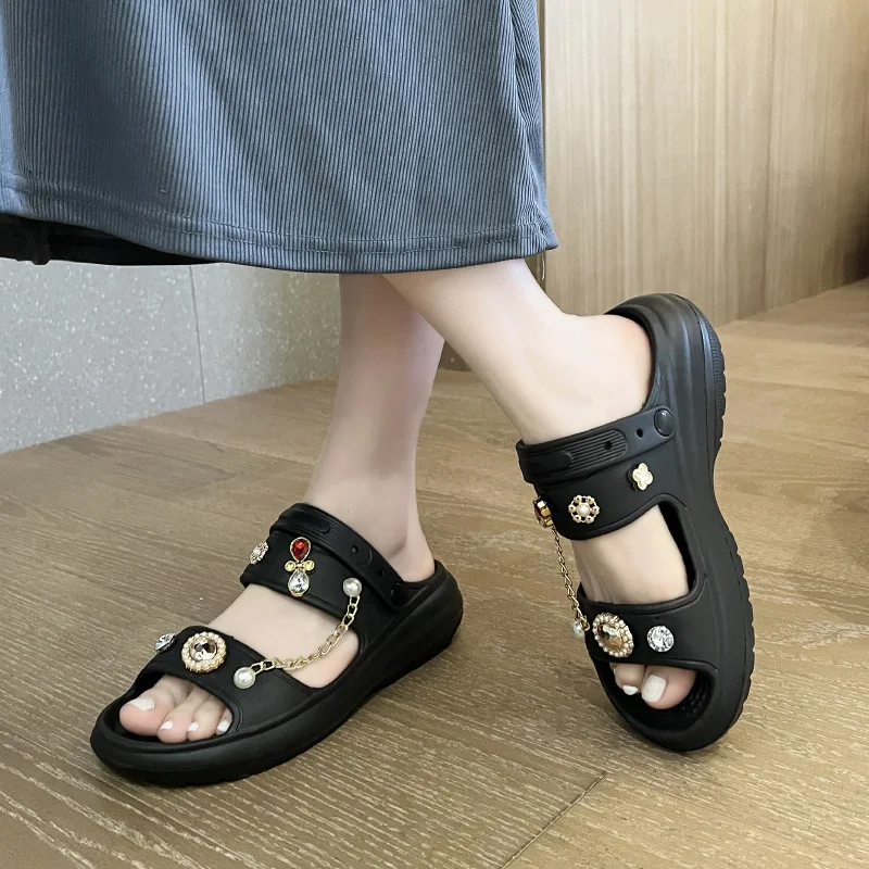 Women\'s Sandals 2024 New Arrival Fashion Slippers 6cm Thick Sole Comfortable Casual Beach Slides Popular Lovely Clogs For Girls