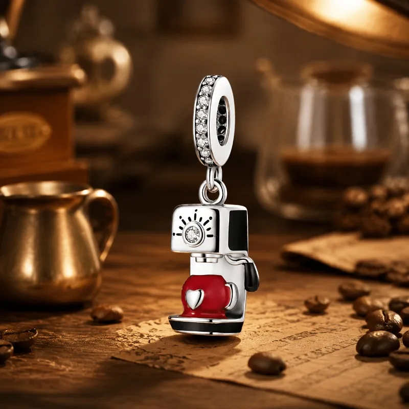 Best Sellers Coffee Machine Pendant Beadeds S925 Sterling Silver Original Bracelets DIY Charms Festival Luxury Gift Jewelry for Womens