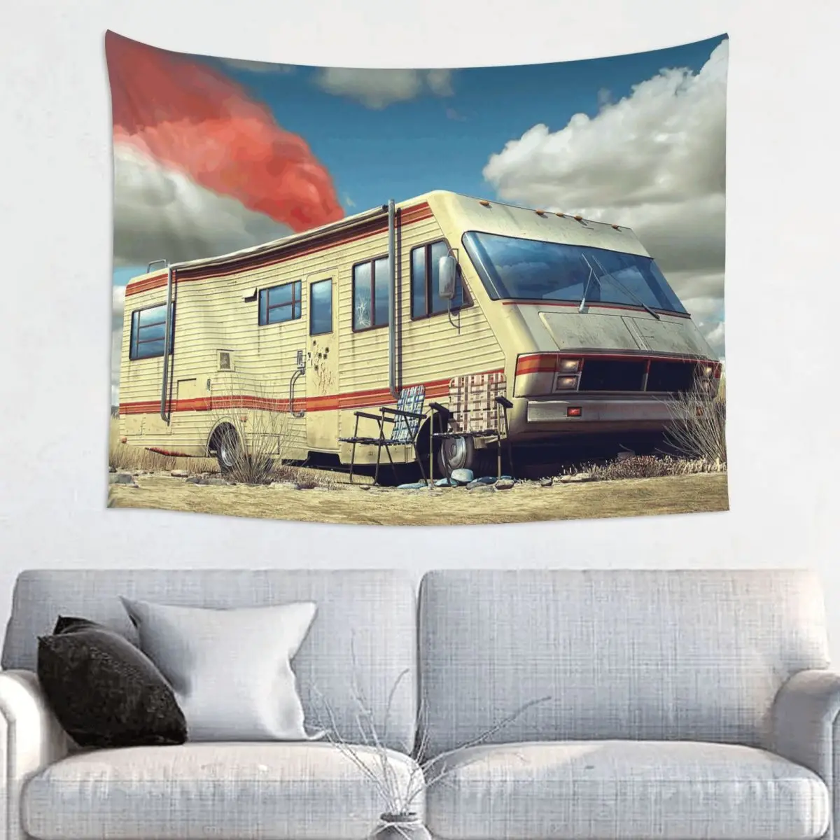 Breaking Bad Bus Tapestry Wall Hanging Printed Polyester Tapestry Walter White Chemical Boho Wall Blanket Room Decor Tapiz