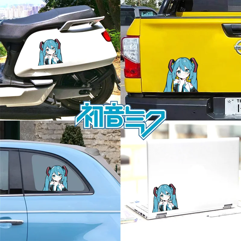 Hatsune Miku Car Stickers Cartoon Creative Door Body Scratch Waterproof Stickers Cute Electric Motorcycle Decoration Accessories