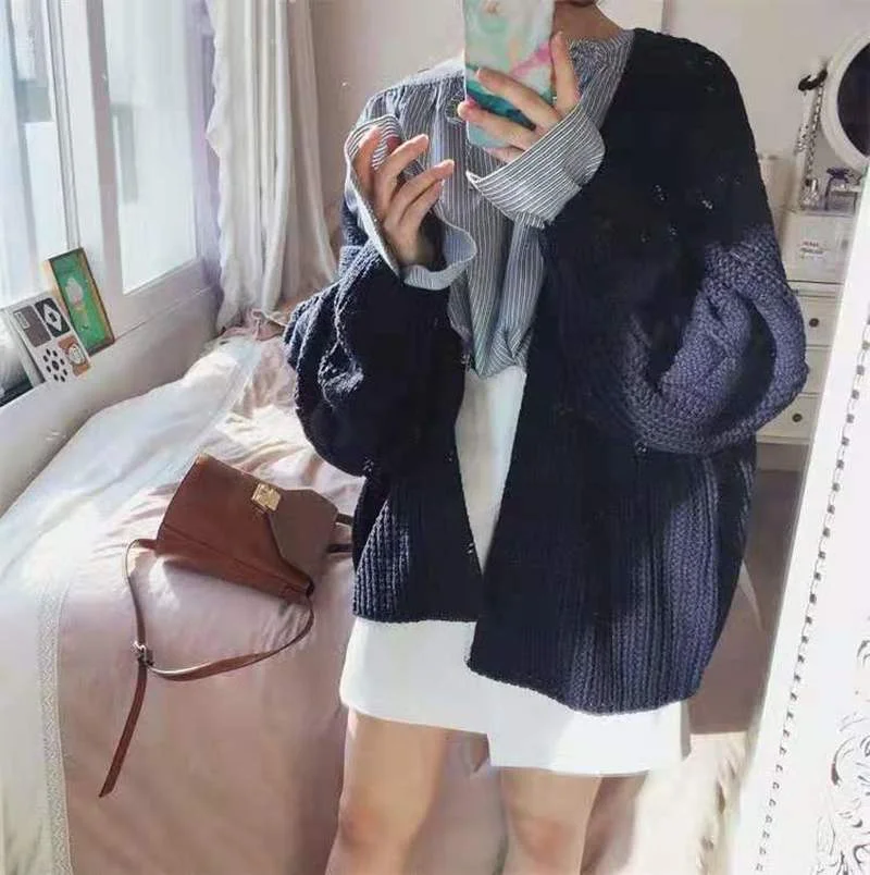Korean Oversized Knit Sweater Autumn Winter New Women Fashion Sweet Long Sleeve Twisted Knitted Coat Open Front Sweater Cardigan