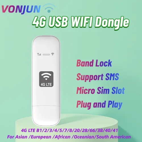 Módem USB 4G con punto de acceso WIFI LTE, enrutador de tarjeta Sim portátil móvil, bloqueo de banda Global