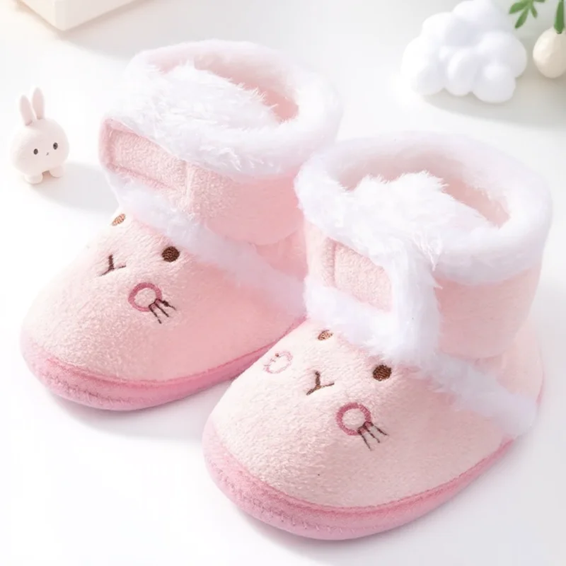 

Winter Warm Coral Fleece Anti-Slip Snow Boots Newborn Baby Cartoon Cotton Crib Shoes 0-18 Months