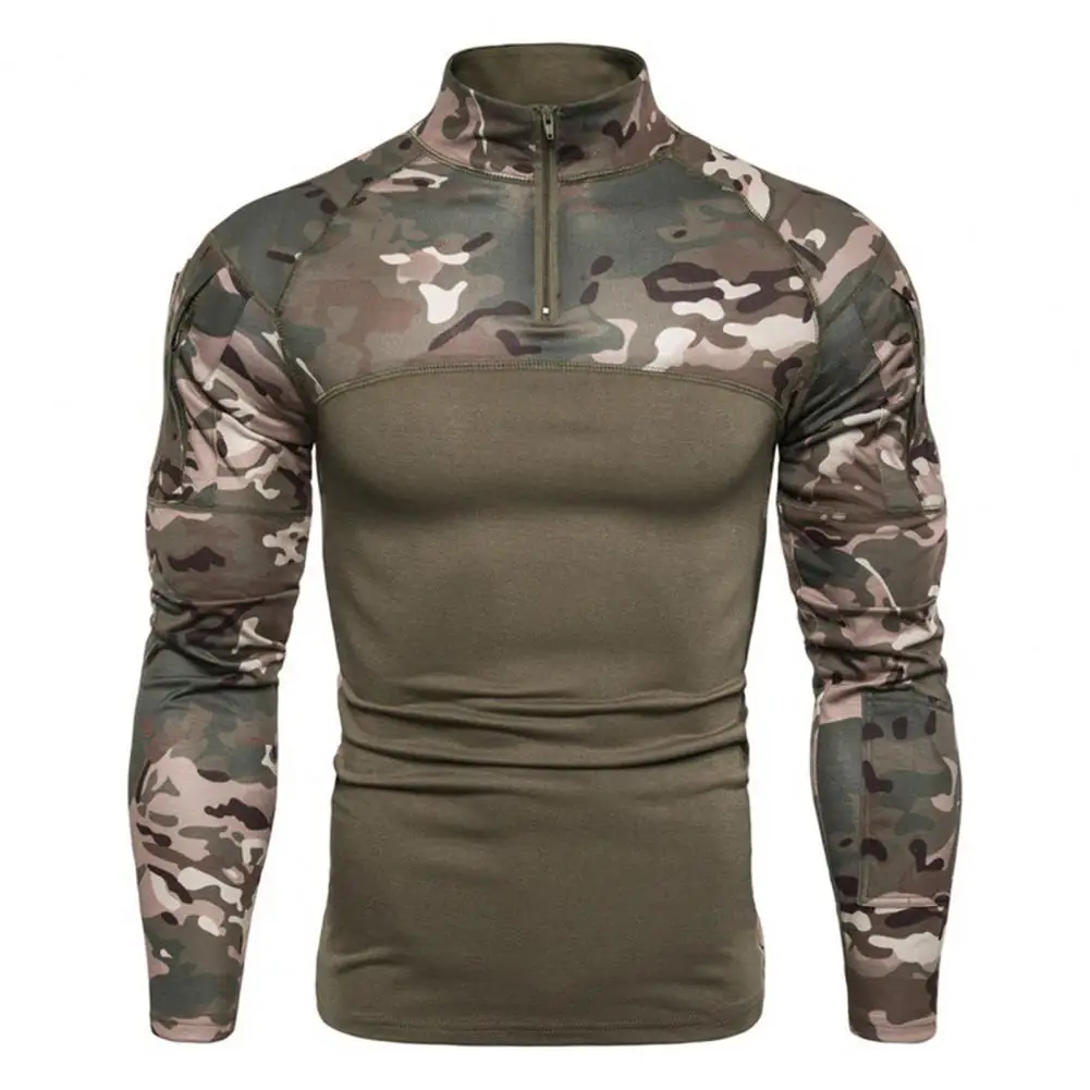 Mens US Combat Black T Shirt Long Sleeve CP Camouflage Airsoft Shirts Camping Hunting Clothing