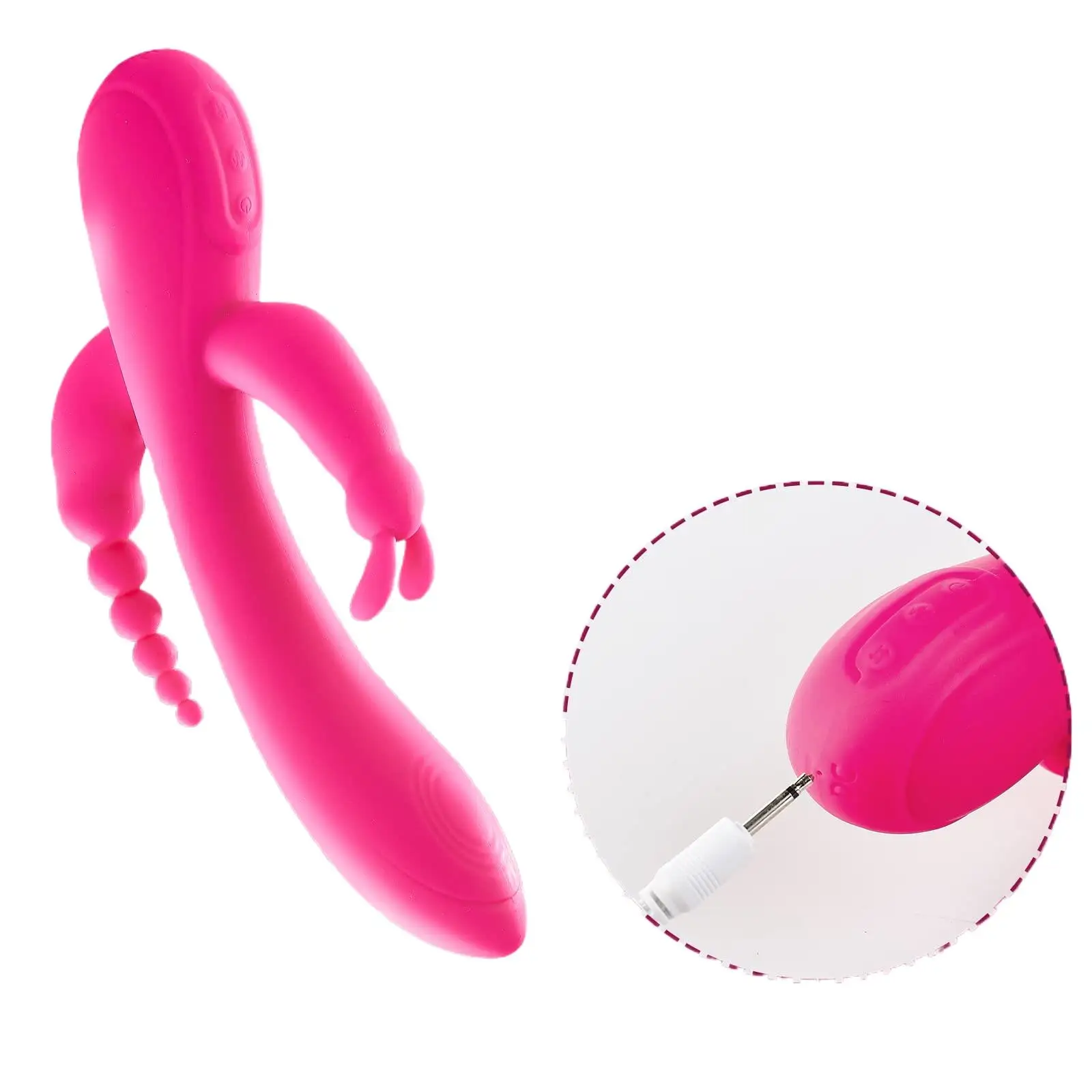 Clitoris and glans Triple Stimulation Rabbit Vibrator For Women- Clitoral, G-Spot And Anal Play- 12 Vibration Modes- 3-in-1 Di