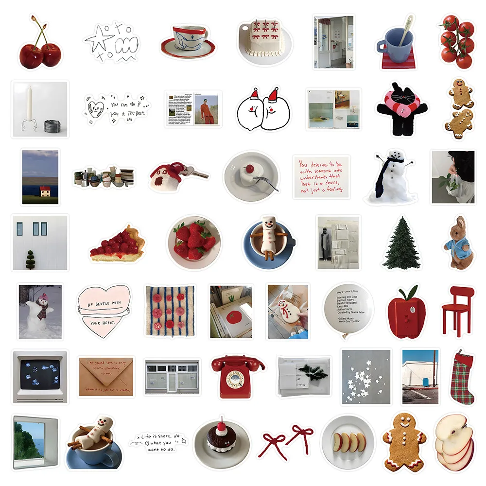 52 Pcs Cream Korean Style Sticker Set - Soft Aesthetic Decals for Journal & Phone Case Decor AnimeWorlds Store