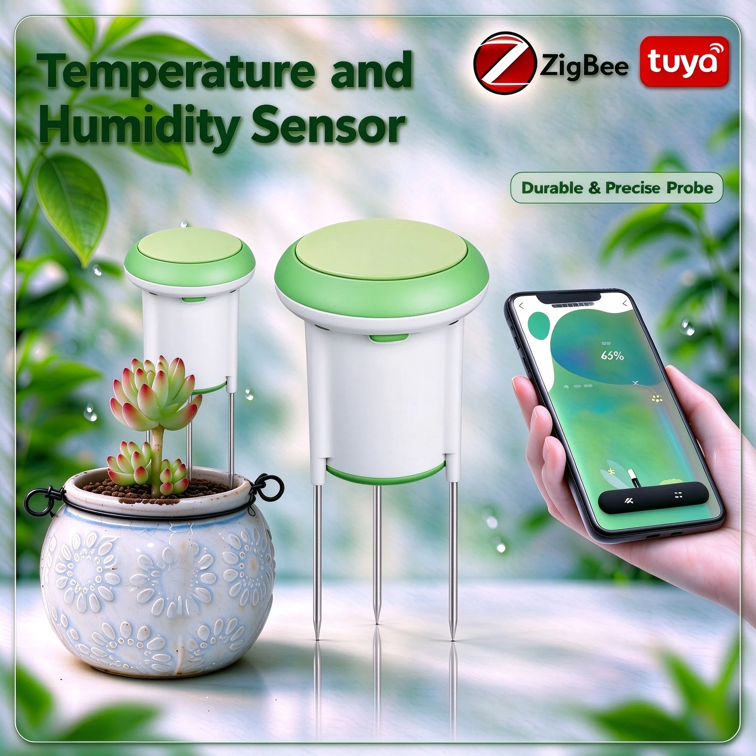 Tuya Zigbee Soil Moisture Sensor Temperature Humidity Tester Smart Plant Monitor Garden Automation Irrigation Detector