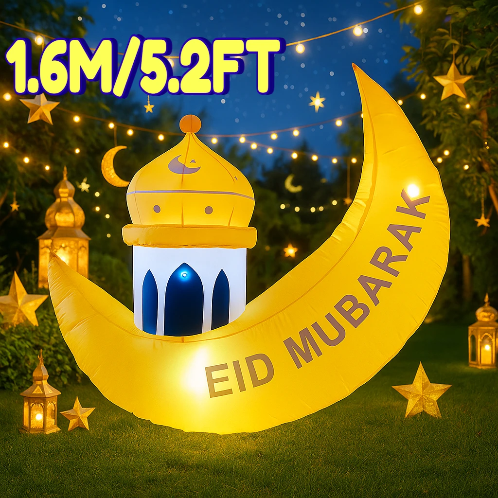 

1,6 м/5,2 фута мусульманский фестиваль Рамадана DIY Декор надувная модель праздник Ид лунная башня двор светодиодный светильник орнамент подарок игрушка украшение