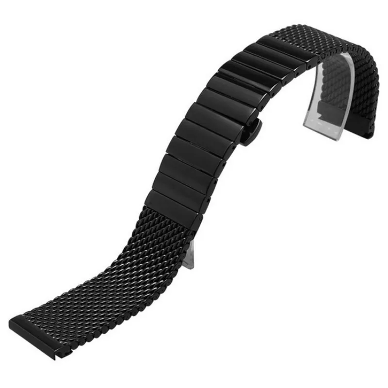 18mm 20mm 22mm 24mm Stainless Steel Straight End Shark Mesh Extended Deployment Clasp Watch Strap Band Fit For SKX ROX Watches