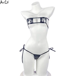 AniLV Traditional Chinese Characters Bikini Swimsuit Unifrom Women Bandage Bodysuit Underwear Outfits Costumes Cosplay