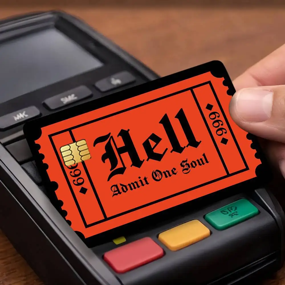 Hell Admit One Soul Credit Skin Cover Card Stickers 4PCS Film Bus Pass Front Decoration Bank Debit Waterproof