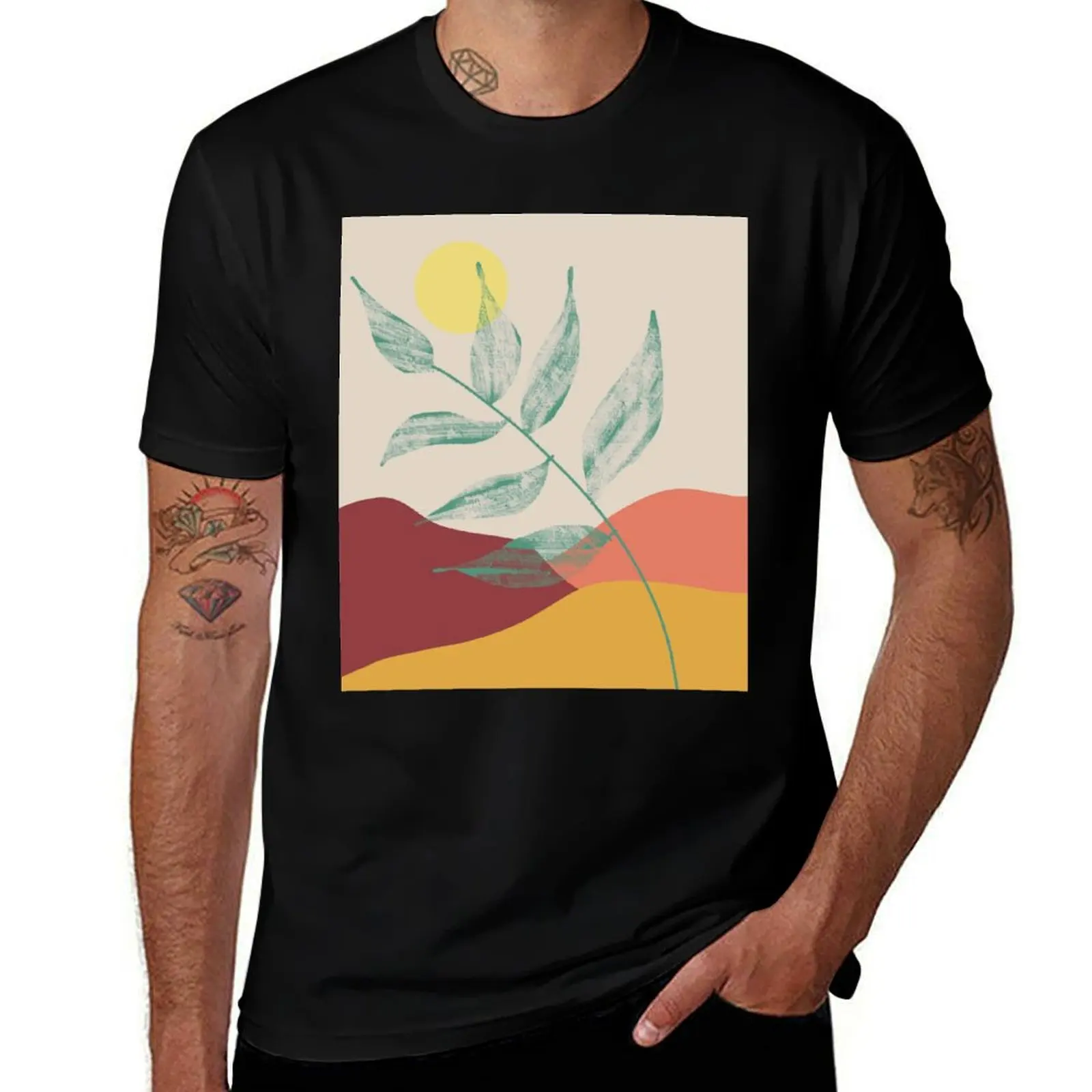 

Leaf home decor painting T-Shirt t shirt for man cotton t shirts man 100% man tshirt T-Shirt