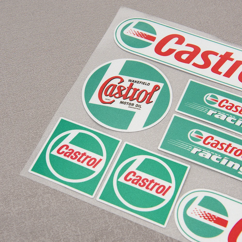Castrol öle renn sponsor motorrad aufkleber fahrrad helm abziehbilder laminiertes set für suzuki honda kawasaki ducati yamaha vespa – Detail 4