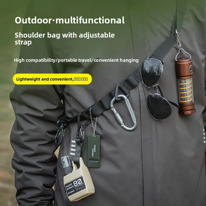 

Outdoor Multi-Functional Hanging Rope with Adjustable Black Storage Strap 24-Hole Canopy Hanging Rope with Hooks