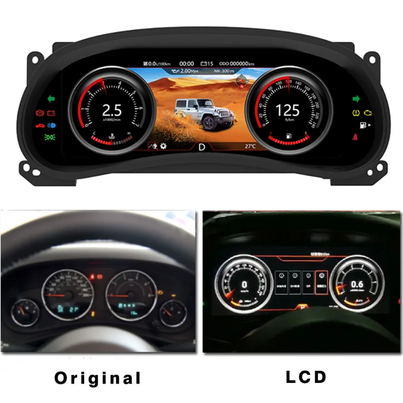 Linux System LCD Dashboard Speedometer Multifunction Digital Instrument Cluster for Jeep JL JK Wrangler 2011