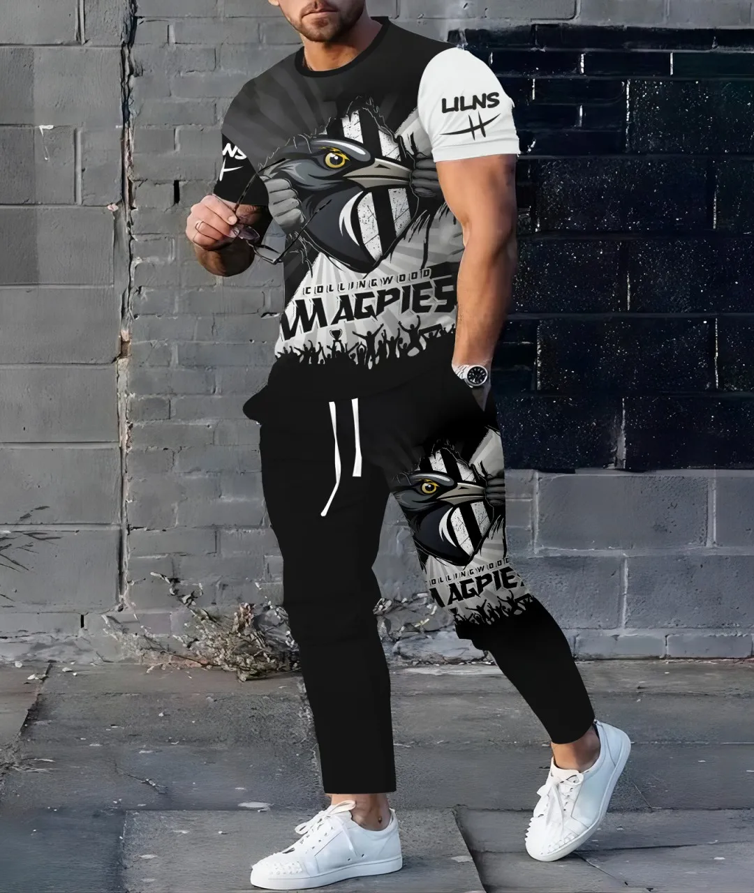 

2025 The latest hot fashion men's suit street fashion suit 3D printed pattern quick drying breathable sports leisure adult suit