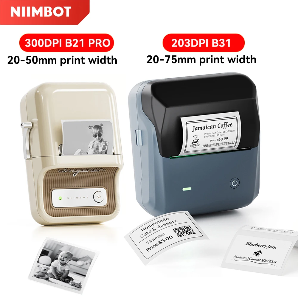 

Niimbot B21 Pro/B31 Wireless Label Printer Inkless Thermal Photos Receipts Notes Business Printer for Home Office School