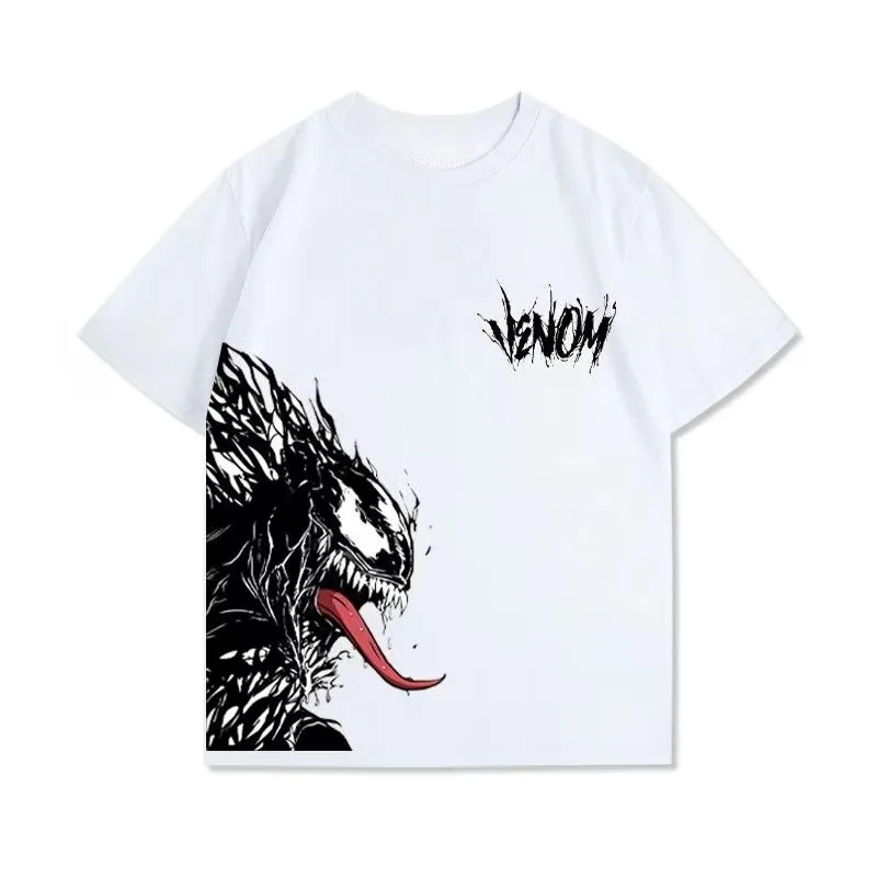 Marvel Genuine Venom Spider-Man Hardy Printed New Summer T-Shirt Men's and Women's Loose Neck Short Sleeves