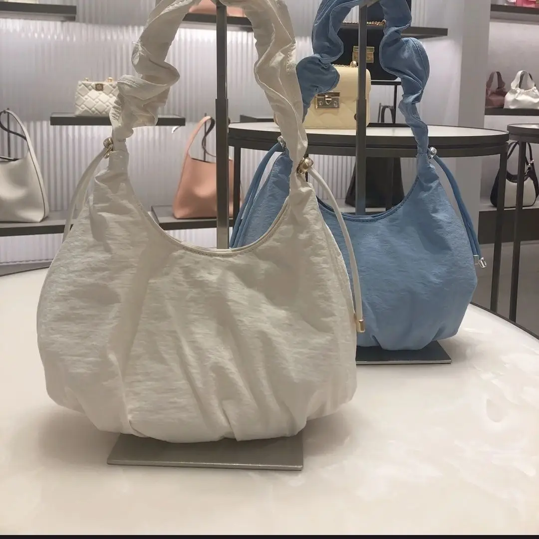 Miyagawa-Bolso de hombro plegable con cordón para mujer, bolsa de lona de gran capacidad, informal, versátil, Color sólido