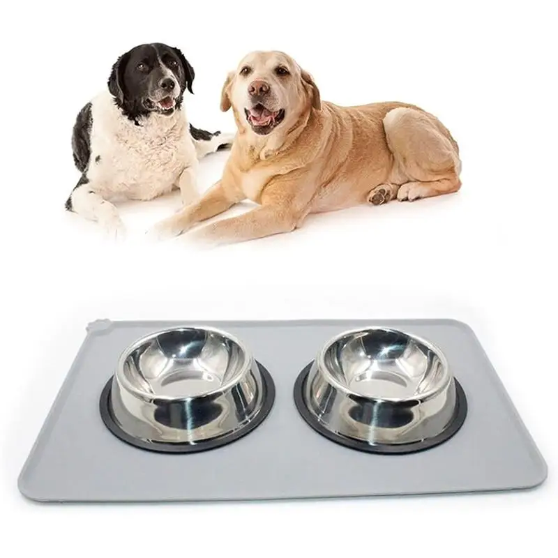 Silicone Dog Cat Bowl Mat Non-Stick Pet Fountain Tray Food Pad Puppy Dogs Feeding Drinking Mat Easy Washing Placemat