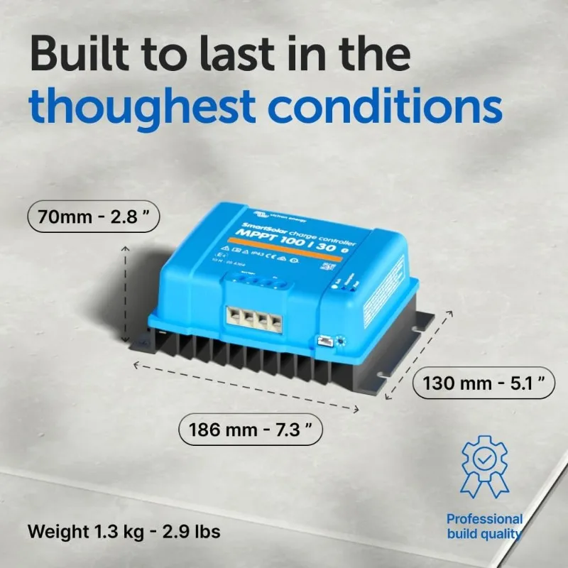 جهاز التحكم بالشحن بالطاقة الشمسية Victron Energy SmartSolar MPPT (بلوتوث) - وحدات تحكم الشحن للألواح الشمسية - 100 فولت، 30 أمبير، 12/24 فولت