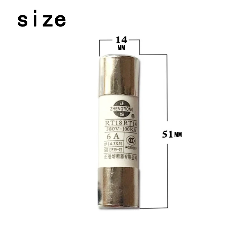 20Pcs fuse R016 14mm*51mm RT18 RT14 AC380V 1A 2A 3A 4A 5A 6A 8A 10A 12A 16A 20A 25A 32A 40A 50A 63A