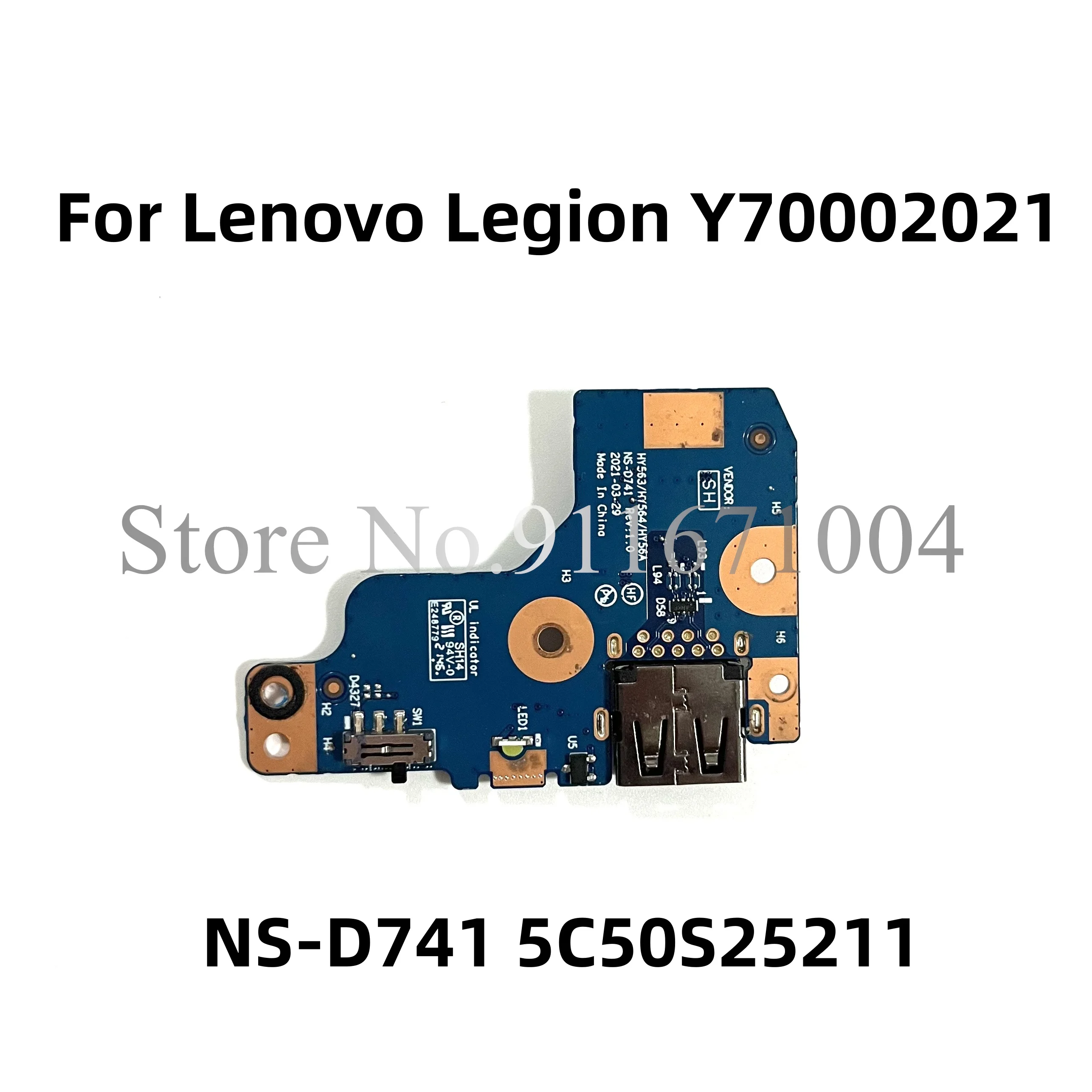 

NS-D741 5C50S25211 For Lenovo Legion 5-15ITH6 R7000P Y7000P Y70002021 USB small board LED Light board Fast Ship