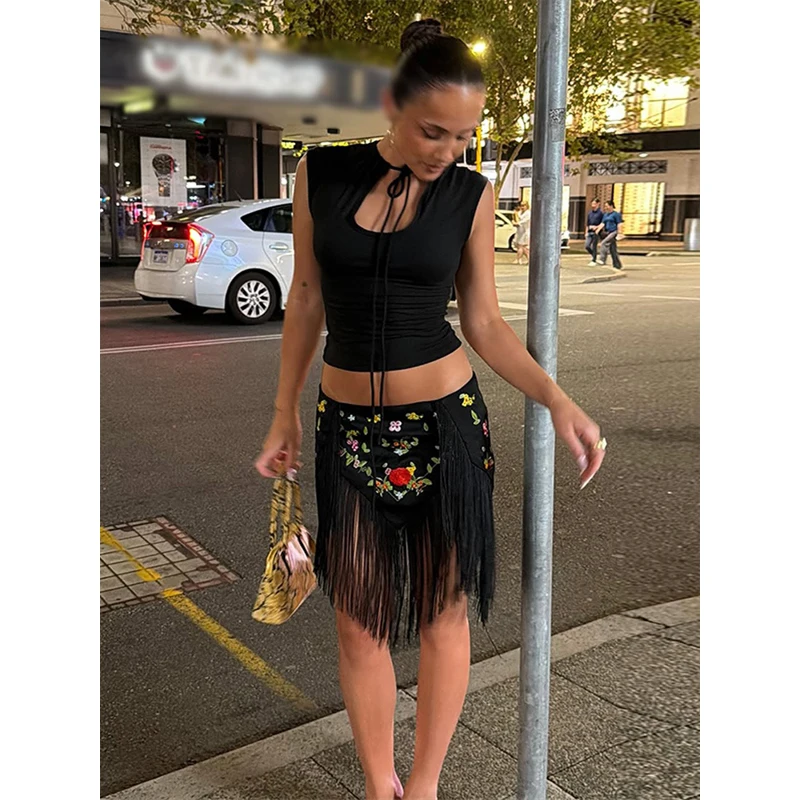 Women's Peach Fringe Bodycon Skirts Women Sexy V-shape Gold Fringe Slim Fit Midi Skirt 2026 Summer Beach Vacation Outfit New 33 S99052cbdb34e4240aabad742c18e66b20