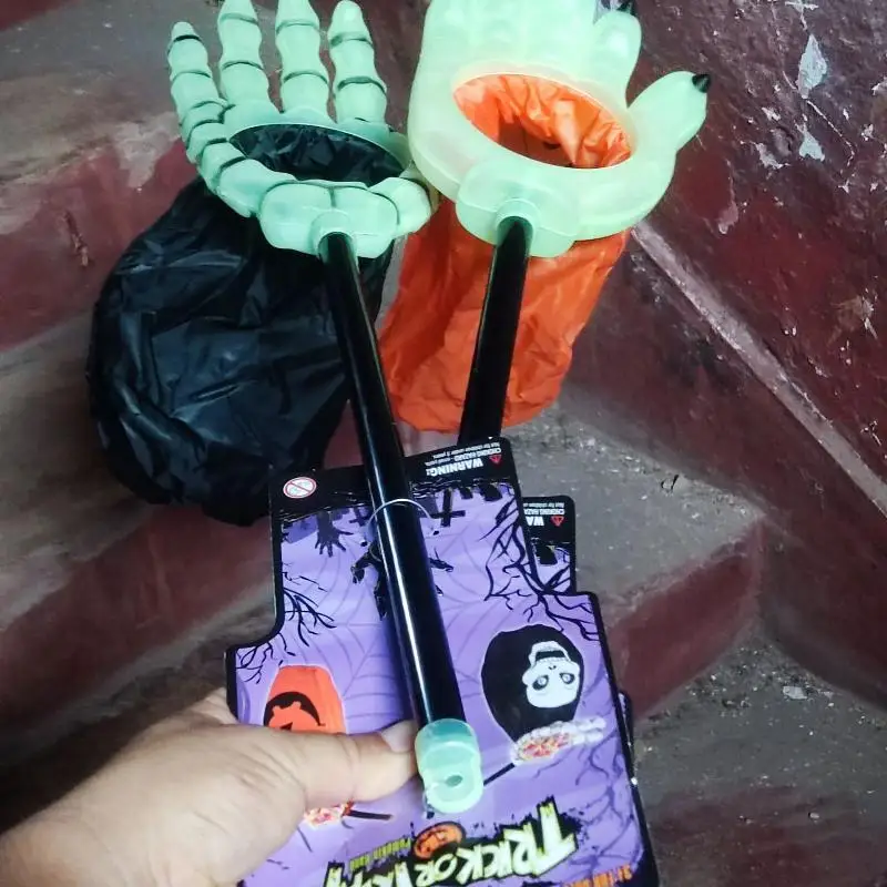 Halloween Pumpkin And Skull Candy Bag Hand Trick Or Treat Bag For Kids Spooky Party Halloween Props