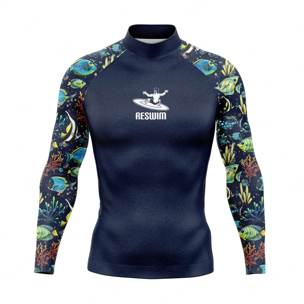 New Men\'s Swimsuit Rash Guards Long Sleeve T-shirt Surfing Diving Suit Swimwear Swim Skinsuit Tops UV Swimming Tight Gym Clothes