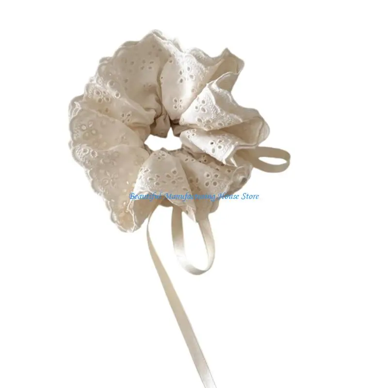 

E56A Fabric Lace Hair Tie Oversized Ponytail Holder for Female Stylish Hairstyles