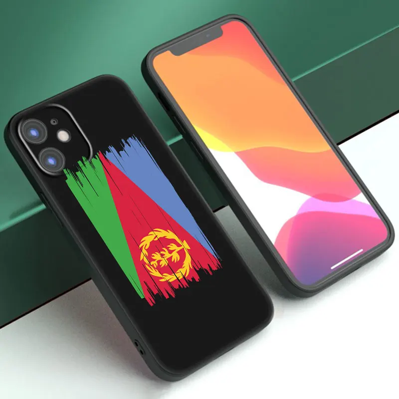 Eritrea Flag Black Phone Case For Apple iPhone 15 Pro Max 15 14 13 12 Pro Max Mini 11 Pro 7 8 Plus XR X XS SE 2020 2022 Cover