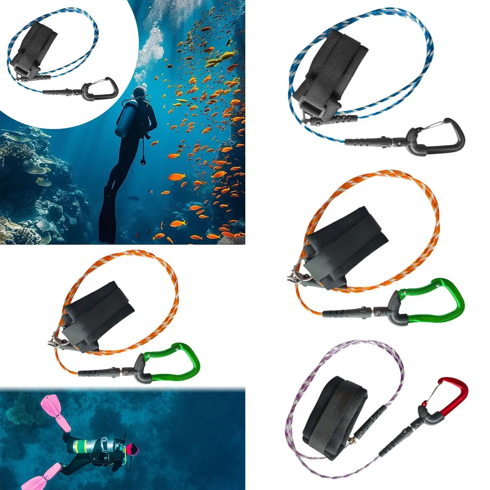 

Freediving Lanyard Leash Professional Anti Lost Cable for Snorkeling Scuba Diving Freediving Underwater Sports Drifting Diving