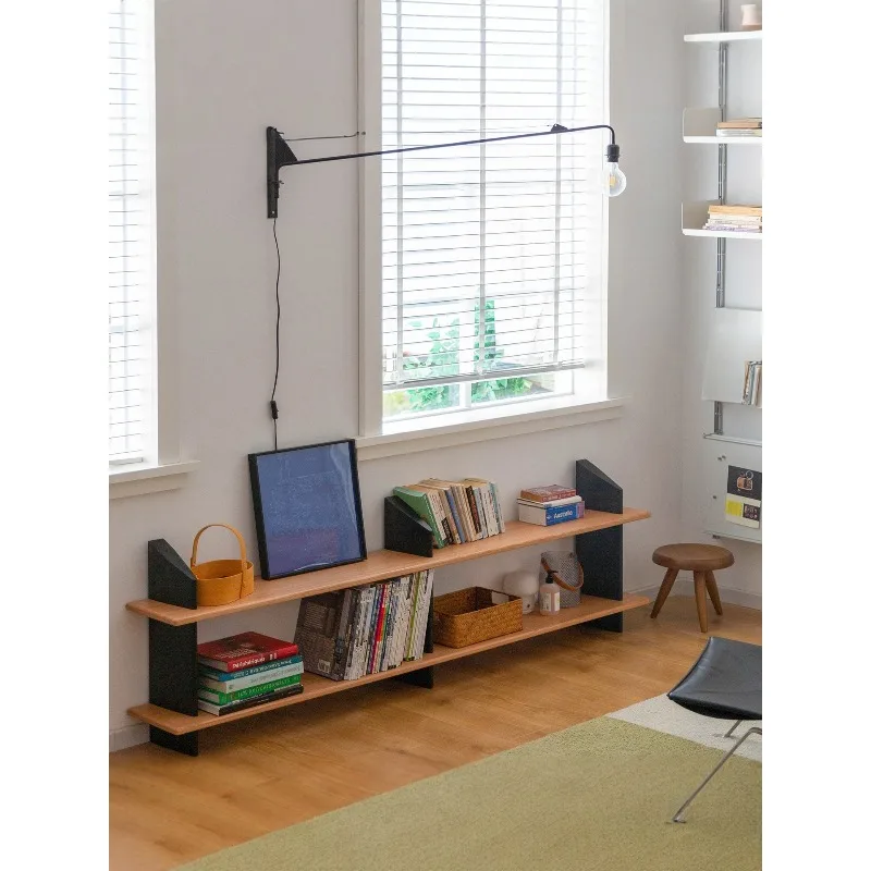 

Bookcase medieval floor-to-ceiling integrated bookshelf against the wall two-way partition display shelf