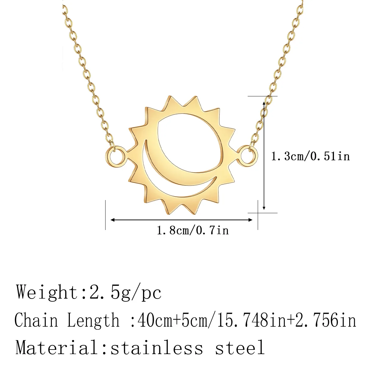 كينيتيال قلادة من الفولاذ المقاوم للصدأ أفضل دائرة غير النظامية الشمس القمر قلادة القلائد للنساء هدايا مجوهرات #2