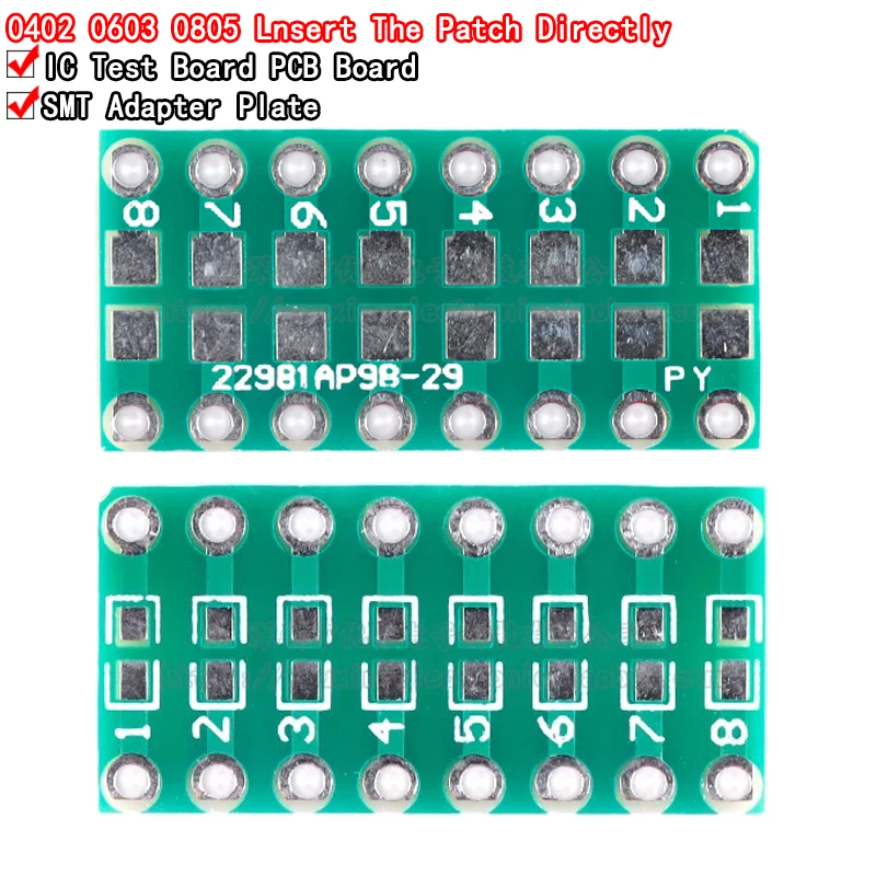 10szt SMT DIP Adapter Converter 0805 0603 0402 Rezystor kondensatora LED Tablica pinowa FR4 Płytka PCB 2.54mm Skok SMD SMT Turn To DIP
