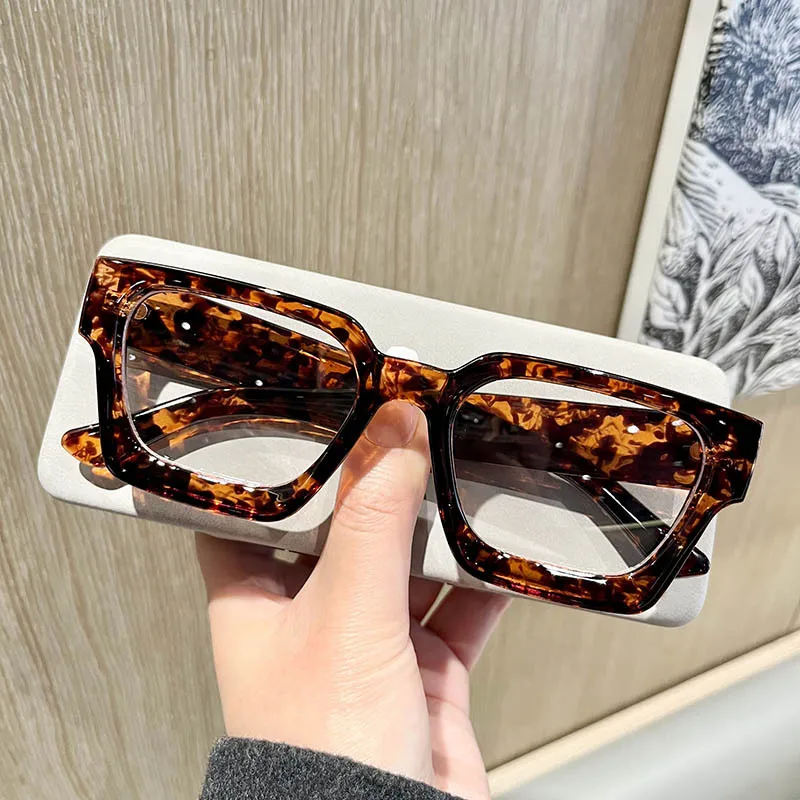 Fashion Colorful Transparent Thick Glasses Trendy Square Big Women Glasses Frames Female Grade Women\'s Eyeglasses With Frame