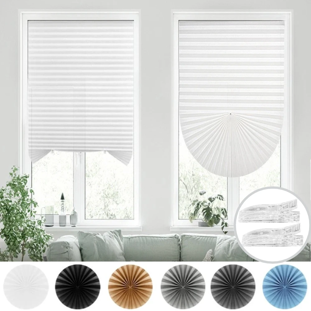 Pleated Window Blinds Temporary Window Shades Cordless Light Filtering Pleated Paper Shades Room Darkening Blind for Home Office